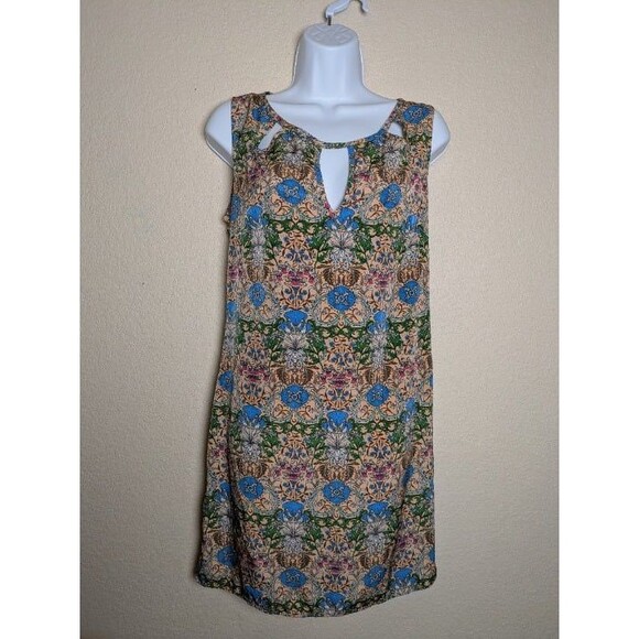 Floral Art Nouveau Sleeveless Mini Dress Size Medium Retro Indie Spring Festival - Picture 9 of 10